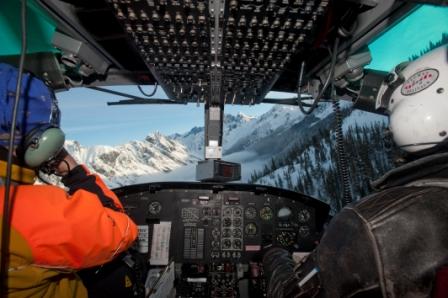 Adamants CMH inside Helicopter, Adamants Canadian Mountain Holidays