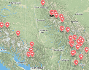 best heli skiing in British Columbia map, best heli skiing in BC, bc heliskiing is best heli skiing in the world