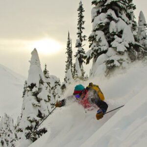 Crescent Spur Heli Skiing mark in powder