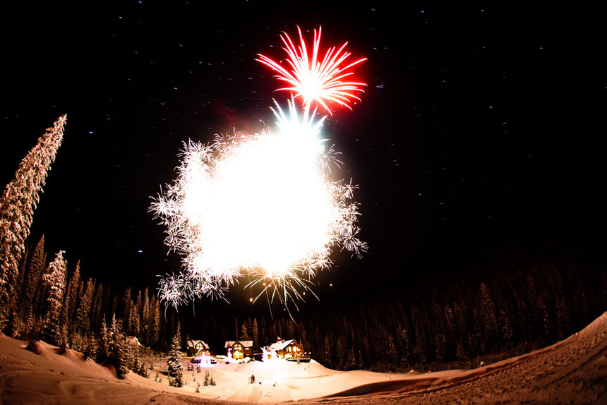 snowwater heli skiing fireworks, snowwater heli