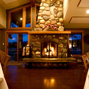 Crescent Spur Heli Skiing fireplace