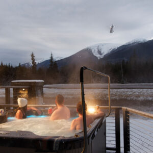 northern escape mountain lodge hot tub, elite northern escape heliskiing